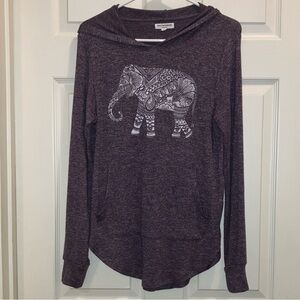 Grayson Threads Elephant Graphic Hoodie Super Soft  Small Purple White Everyday